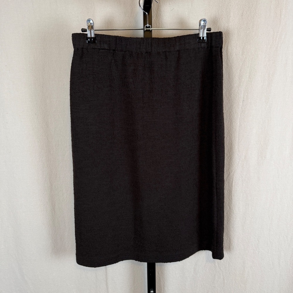 St John Black‎ Textured Knit Pencil Skirt Size 8 Made in USA Knee Length